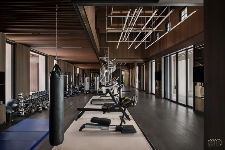 Free weights and heavy bag in the estate fitness suite